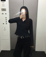 Tweety Frill Collar Polka Dot Long Sleeve T-Shirt