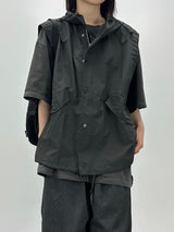 button hooded vest