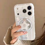 Cream Blue Star Stripe Magnetic Stand Case
