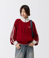 スポーティトラックセミクロップニットジップアップ - 3COLOR