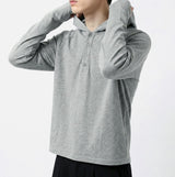 Fingerhole Crop Hooded Long Sleeve Melange