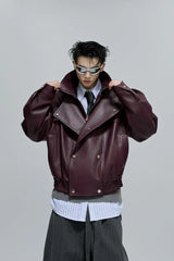 Deconstructed Cropped Faux Leather Jacket