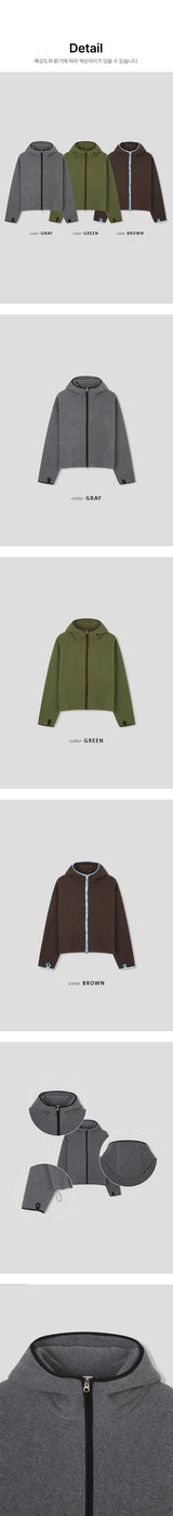 [Unisex] Line fleece hood zip up(3color)