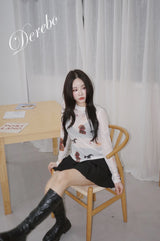 Blur Cartoon Mash Round Long Sleeve T-shirt