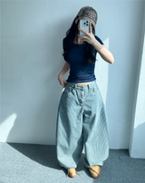 バックスリットポイントUネックショートスリーブ🩵🖤❤💙 - 4 カラーズ