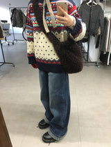 [MD Pick] ティールピーチフリースリネッドロールアップジーンズ (1 Color)
