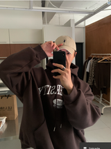  Urban University Embroidery Double Middle Overfit Hoodie