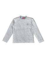 JACQUARD STRIPE TOTEM PRINT CUFF HOLLOW EMBROIDERY RAW-EDGE BASE LAYER LONG SLEEVE