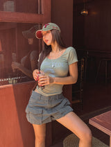 vintage multi-pocket short pants