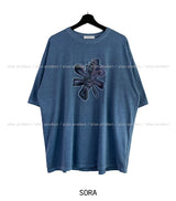フラワーパッチピグメント半袖Tシャツ