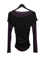 デュアルレイヤードカラーボートネックTシャツ