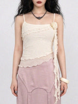 ROSE DRAPE MESH CAMISOLE (IVORY, BLACK 2COLORS!)