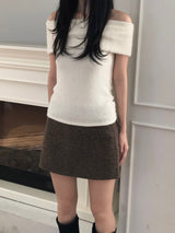 Ground checkered wool skirt (2 colors)