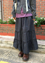Ciriel Vintage Check Tiered Banding Long Skirt