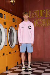 ブラウンCパッチオックスフォード長袖シャツ／ピンク [Unisex]