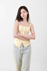 Button Sleeveless Top Yellow