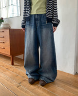 Bahiu Washing Wide Denim Pants