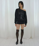 FROSS OFF-SHOULDER SWEATSHIRT (BLACK) F26QB040