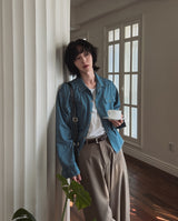 Leroy cutting denim shirt
