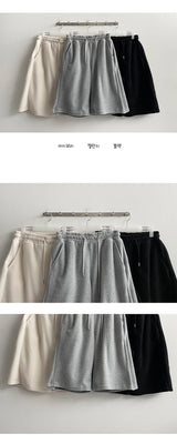 チセン 高密度フリース サイドピンタック バミューダパンツ