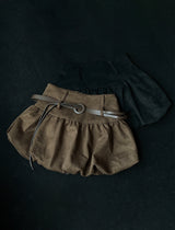 Suede Balloon Skirt Belt set