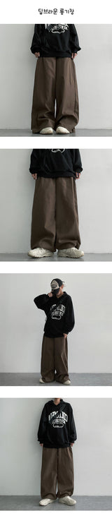 [3 Tier Length] [S-3XL] Wendside Slit Banded Wide Pants (4 colors) Hem String!
