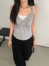 Moen V-Neck Halter-Neck Button Top