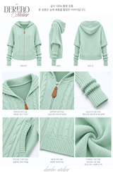 Mint Twist Hooded Knit Zip-Up