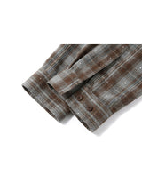 [PRE-FALL] Breed Crystal Oversized-Fit Tartan Checkered Shirt Brown Grey