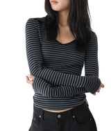 Theone Wide Collar Slim Long Sleeve