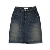 Pocket medium denim skirt