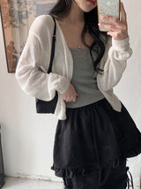 SP Buckle Crop Basic V-neck Knit Cardigan (5color)