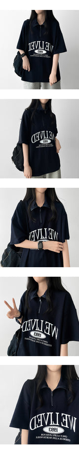 Riven Half Zip-Up Anorak Short Sleeve T-shirt