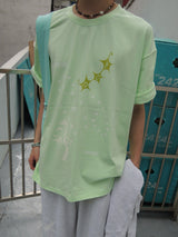 ヘビーコットン ソウル グラフィック Tシャツ(Tenta Tumble & Bio Washed)2サイズ - ライムミント