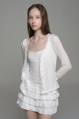 Cream donuts sheer cardigan, White
