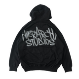Hierarchy Studios - ブラックグラフィティーワイドロゴオーバーサイズフーディー