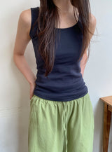 Duhin Basic Color Layered Round Sleeveless