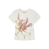 Knitted floral print skinny short-sleeved T-shirt