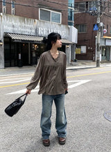 26FW★ [BAONHAUS] Muon Shirring Ribbon Blouse
