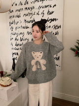 #テディベアリボンルーズニット (3color)