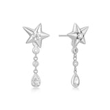 [worn by hearts2hearts carmen apink oh hayoung] silver sparkling star drop stud rhodium plating + 925 silver earrings E066-07H