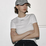 スリムレーベルハーフTシャツ アイボリー