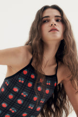 [Strawberry Table_black] One Piece Swimsuit