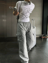 nylon cargo string pants