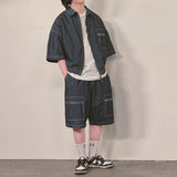 stripe denim shorts_blue