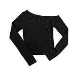 カーブドスナップワンショルダーTシャツ