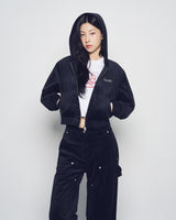 25FW WOMAN ベルベットフーディージャケット ブラック