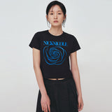 NICOLE ROSE PRINTING CROP TOP_BLACK GREEN