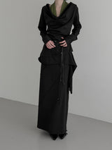Scar Drape Layered Wrap Long Skirt