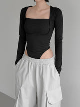 Ella Mix Square Neck Bodysuit Tee